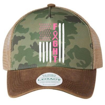 Pink Ribbon Fight American Flag Breast Cancer Legacy Tie Dye Trucker Hat