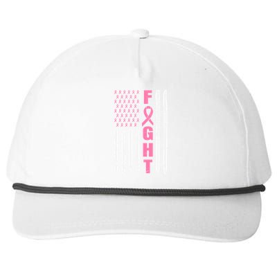 Pink Ribbon Fight American Flag Breast Cancer Snapback Five-Panel Rope Hat