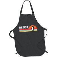 Penguin Resist Funny Penguins Protest Against Tariffs Full-Length Apron With Pockets