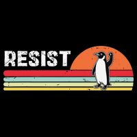 Penguin Resist Funny Penguins Protest Against Tariffs Full-Length Apron With Pockets