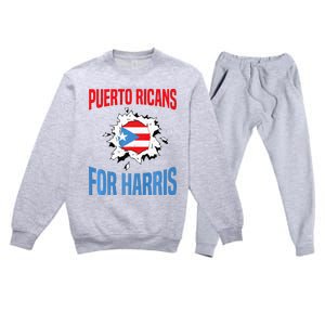 Puerto Ricans For Harris 2024 Puerto Rican Anti Trump Kamala Premium Crewneck Sweatsuit Set