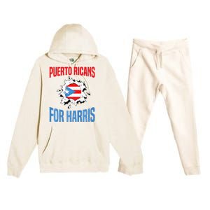 Puerto Ricans For Harris 2024 Puerto Rican Anti Trump Kamala Premium Hooded Sweatsuit Set