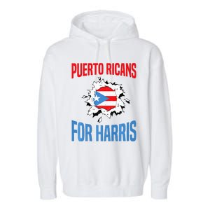 Puerto Ricans For Harris 2024 Puerto Rican Anti Trump Kamala Garment-Dyed Fleece Hoodie