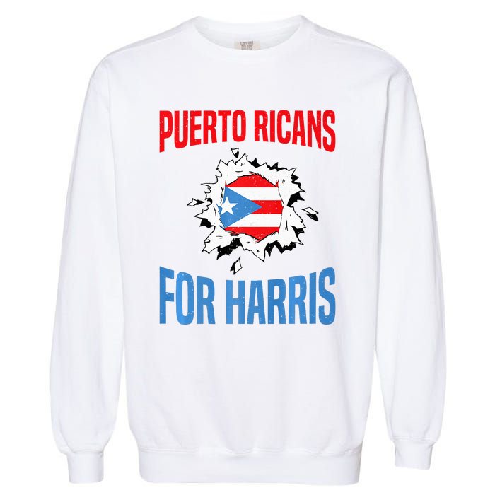 Puerto Ricans For Harris 2024 Puerto Rican Anti Trump Kamala Garment-Dyed Sweatshirt