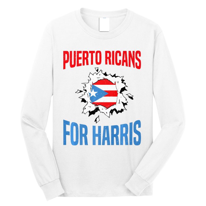 Puerto Ricans For Harris 2024 Puerto Rican Anti Trump Kamala Long Sleeve Shirt