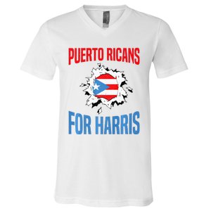 Puerto Ricans For Harris 2024 Puerto Rican Anti Trump Kamala V-Neck T-Shirt