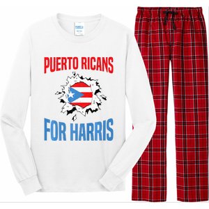 Puerto Ricans For Harris 2024 Puerto Rican Anti Trump Kamala Long Sleeve Pajama Set