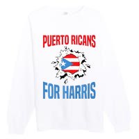 Puerto Ricans For Harris 2024 Puerto Rican Anti Trump Kamala Premium Crewneck Sweatshirt