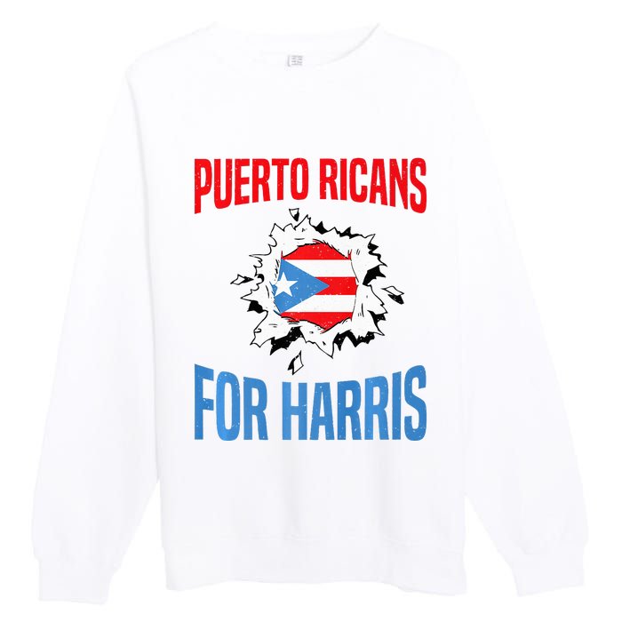 Puerto Ricans For Harris 2024 Puerto Rican Anti Trump Kamala Premium Crewneck Sweatshirt