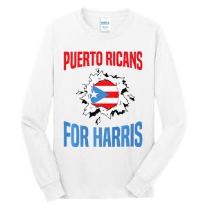 Puerto Ricans For Harris 2024 Puerto Rican Anti Trump Kamala Tall Long Sleeve T-Shirt