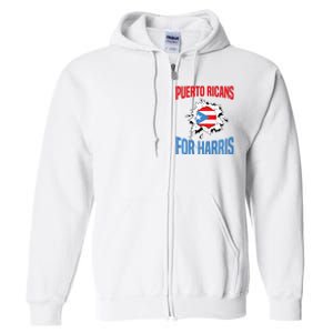 Puerto Ricans For Harris 2024 Puerto Rican Anti Trump Kamala Full Zip Hoodie