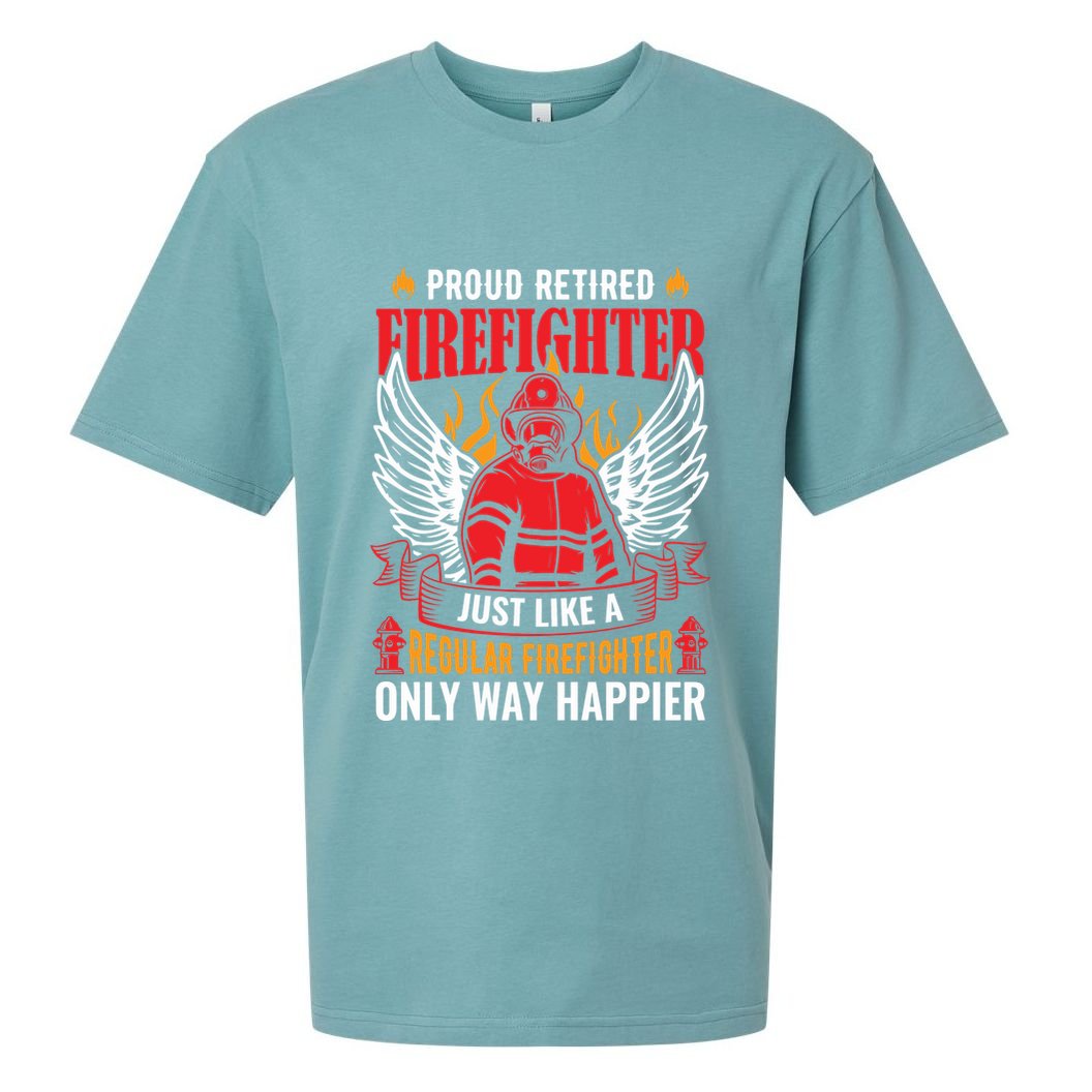 Proud Retired Firefighter Father's Day S Sueded Cloud Jersey T-Shirt