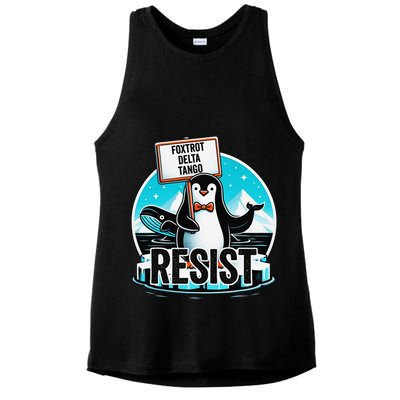 Penguin Resist Funny Foxtrots Deltas Tangos Ladies PosiCharge Tri-Blend Wicking Tank