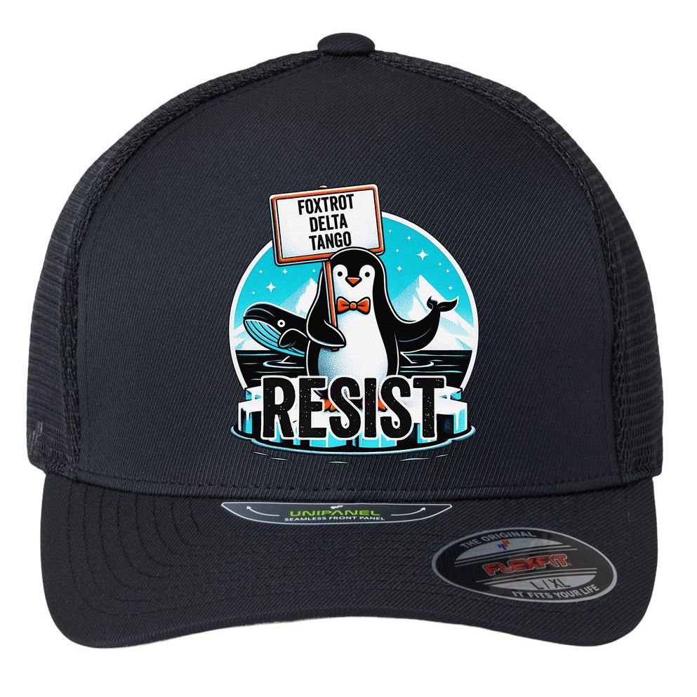 Penguin Resist Funny Foxtrots Deltas Tangos Flexfit Unipanel Trucker Cap