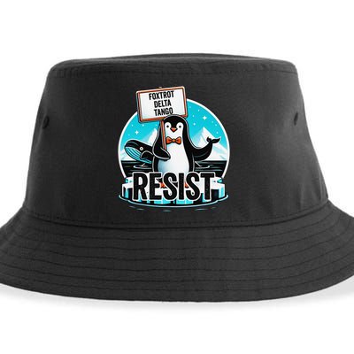 Penguin Resist Funny Foxtrots Deltas Tangos Sustainable Bucket Hat