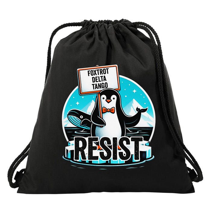 Penguin Resist Funny Foxtrots Deltas Tangos Drawstring Bag