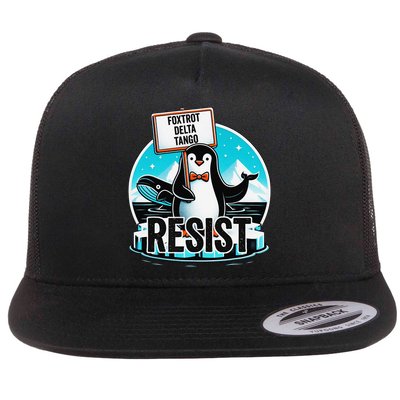 Penguin Resist Funny Foxtrots Deltas Tangos Flat Bill Trucker Hat