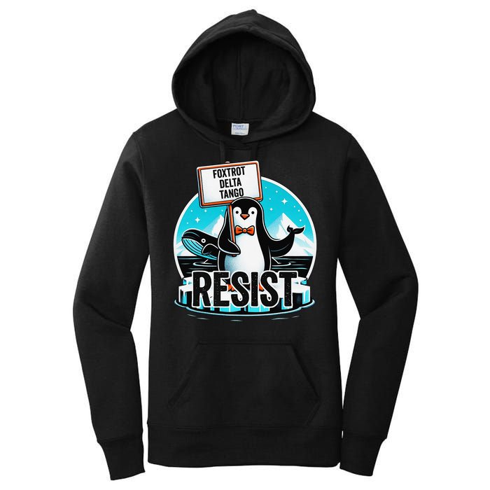 Penguin Resist Funny Foxtrots Deltas Tangos Women's Pullover Hoodie