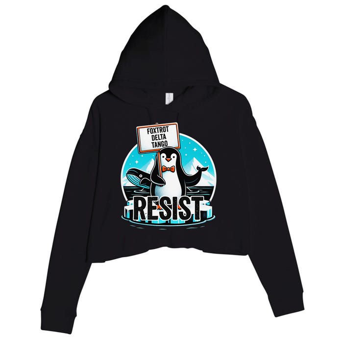 Penguin Resist Funny Foxtrots Deltas Tangos Crop Fleece Hoodie