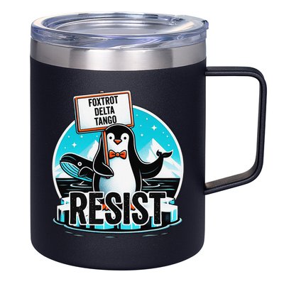 Penguin Resist Funny Foxtrots Deltas Tangos 12oz Stainless Steel Coffee Mug