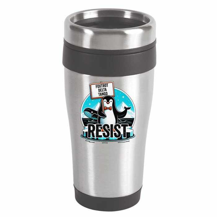 Penguin Resist Funny Foxtrots Deltas Tangos 16oz Travel Tumbler