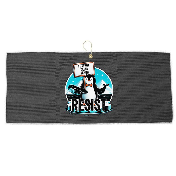 Penguin Resist Funny Foxtrots Deltas Tangos Large Microfiber Waffle Golf Towel