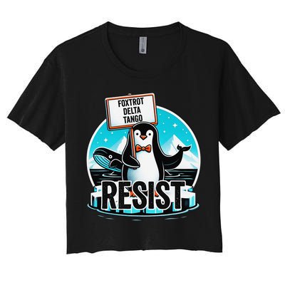 Penguin Resist Funny Foxtrots Deltas Tangos Crop Top