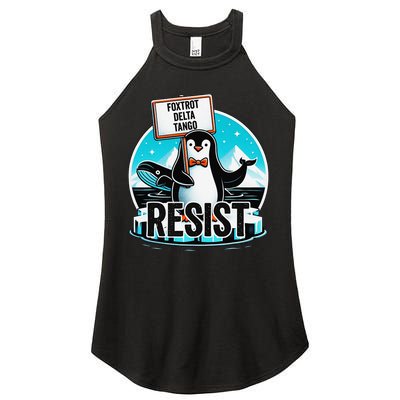Penguin Resist Funny Foxtrots Deltas Tangos Women's Perfect Tri Rocker Tank