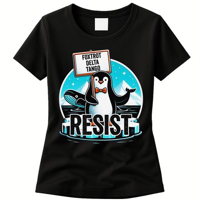 Penguin Resist Funny Foxtrots Deltas Tangos Womens T-Shirt