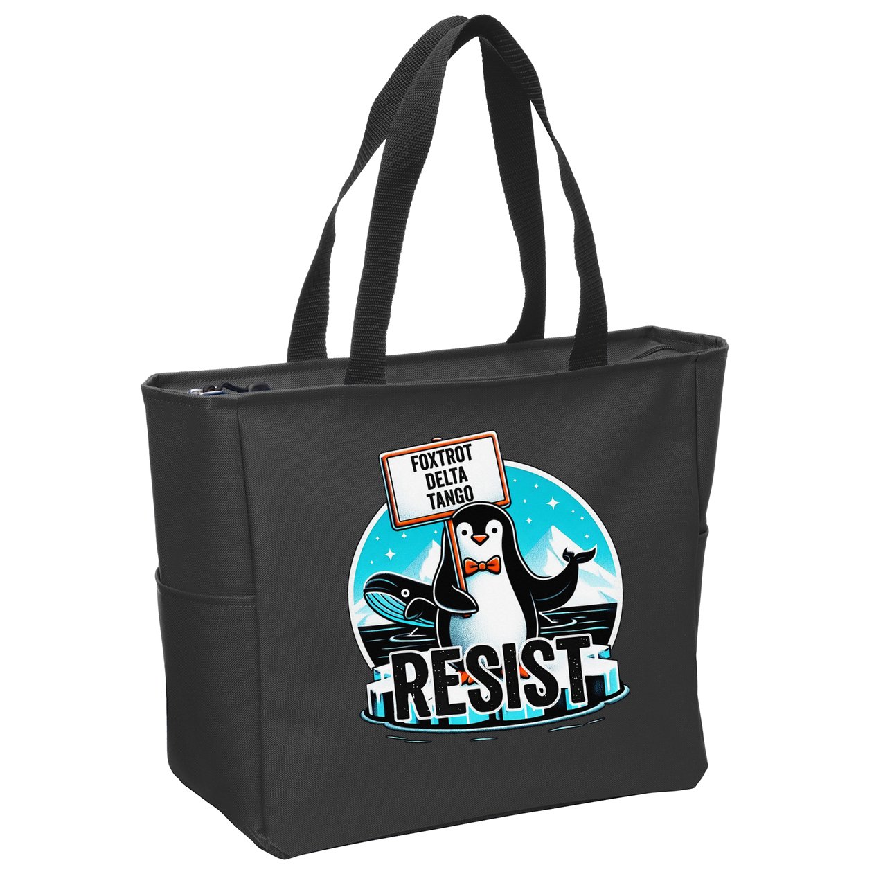 Penguin Resist Funny Foxtrots Deltas Tangos Zip Tote Bag
