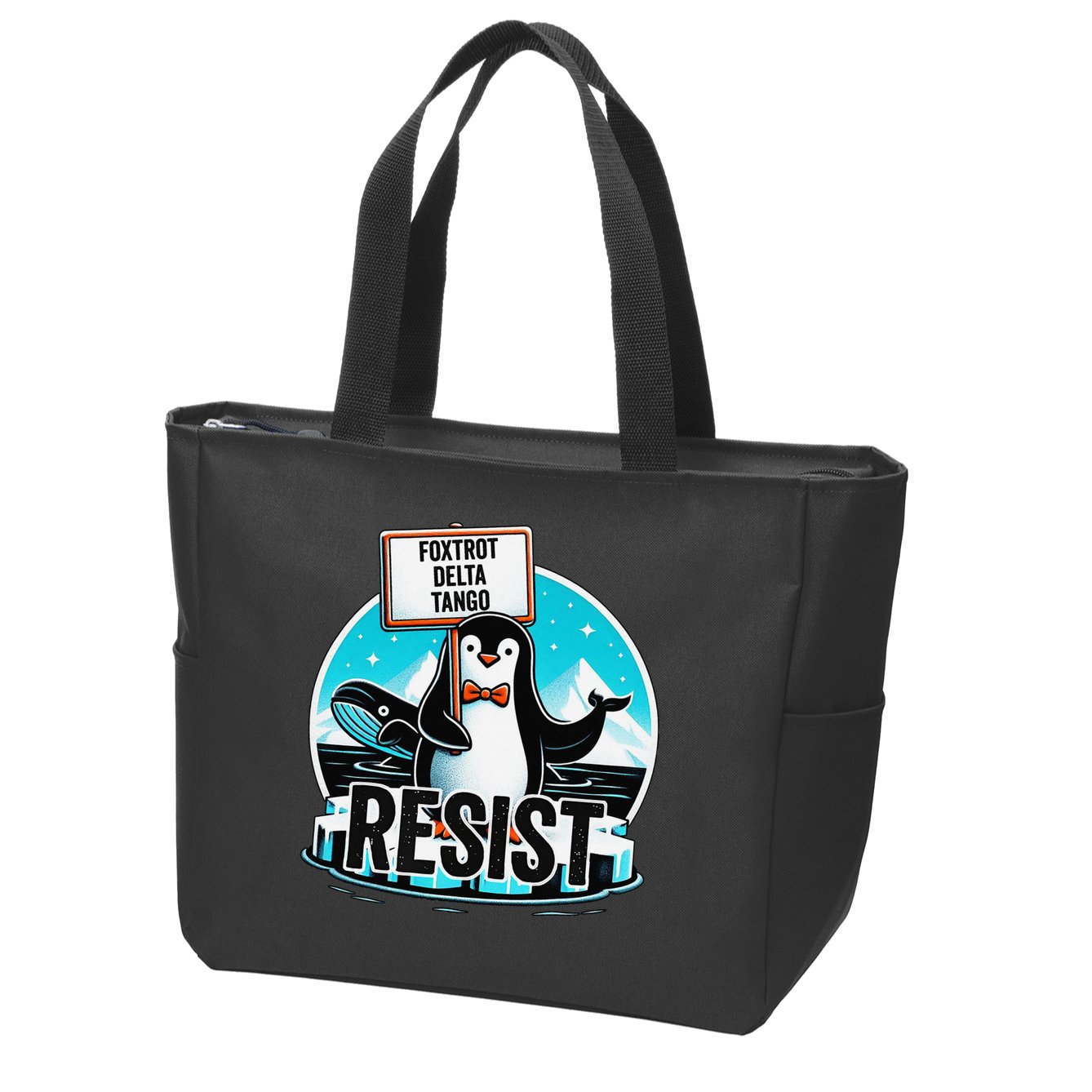 Penguin Resist Funny Foxtrots Deltas Tangos Zip Tote Bag