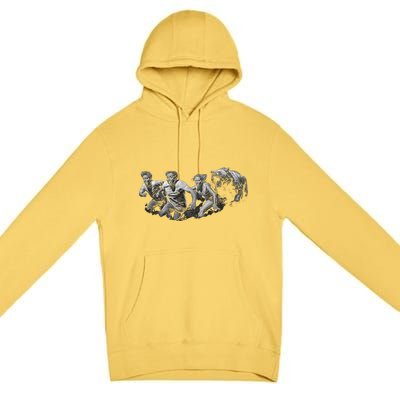 People Running From Bear Premium Pullover Hoodie