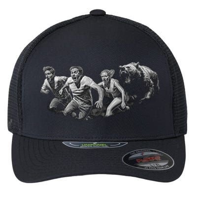 People Running From Bear Flexfit Unipanel Trucker Cap