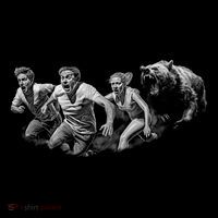 People Running From Bear Flexfit Unipanel Trucker Cap