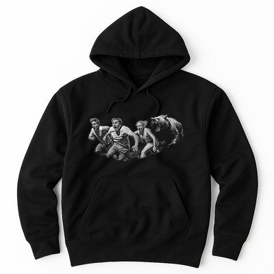 People Running From Bear Hoodie