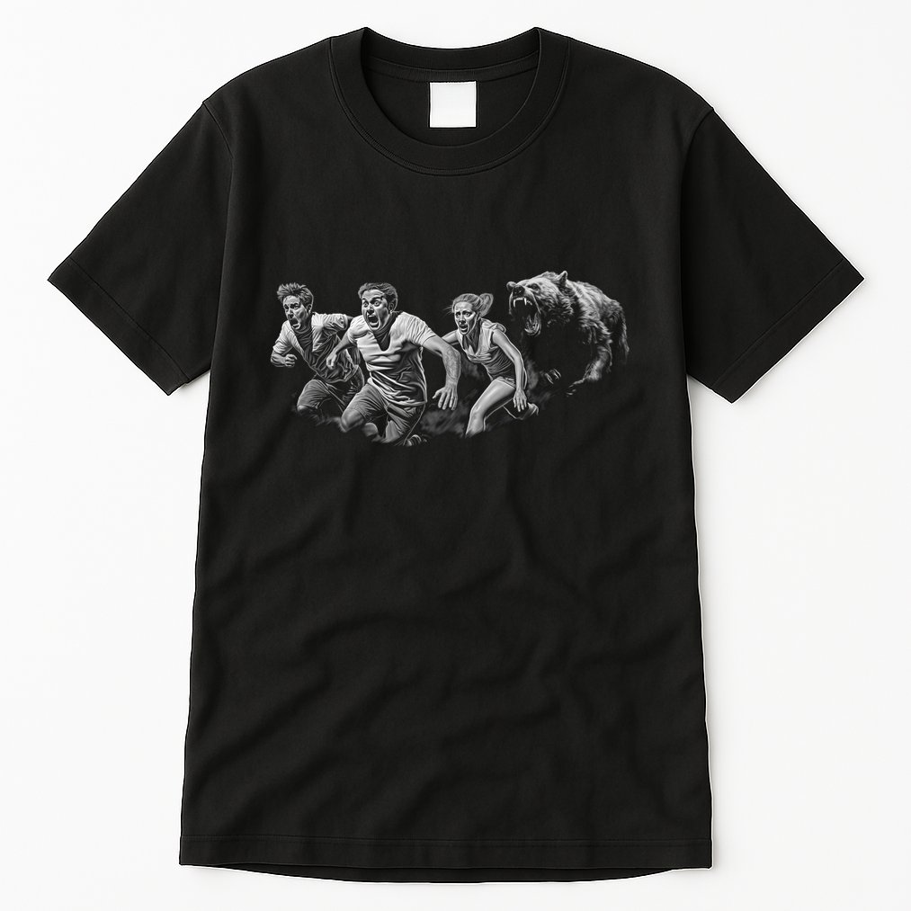 People Running From Bear Tall T-Shirt