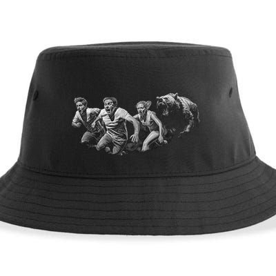 People Running From Bear Sustainable Bucket Hat