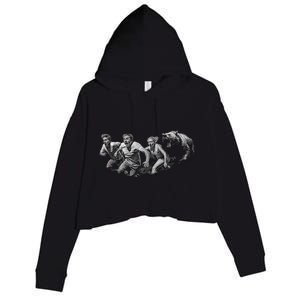 People Running From Bear Crop Fleece Hoodie