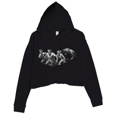People Running From Bear Crop Fleece Hoodie