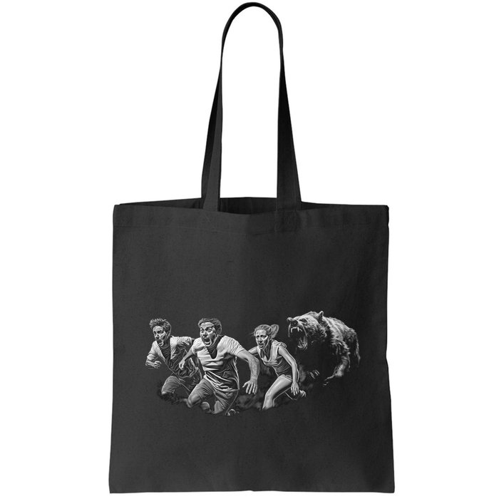 People Running From Bear Bag