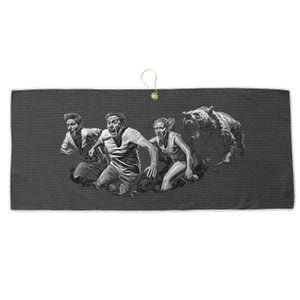 People Running From Bear Large Microfiber Waffle Golf Towel