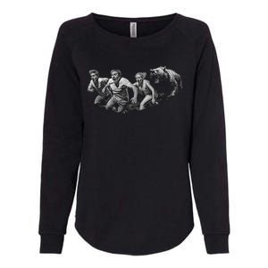 People Running From Bear Womens California Wash Sweatshirt