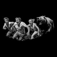 People Running From Bear Baby Bodysuit