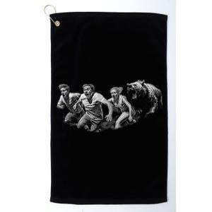 People Running From Bear Platinum Collection Golf Towel