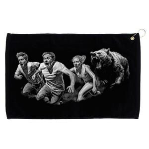 People Running From Bear Grommeted Golf Towel