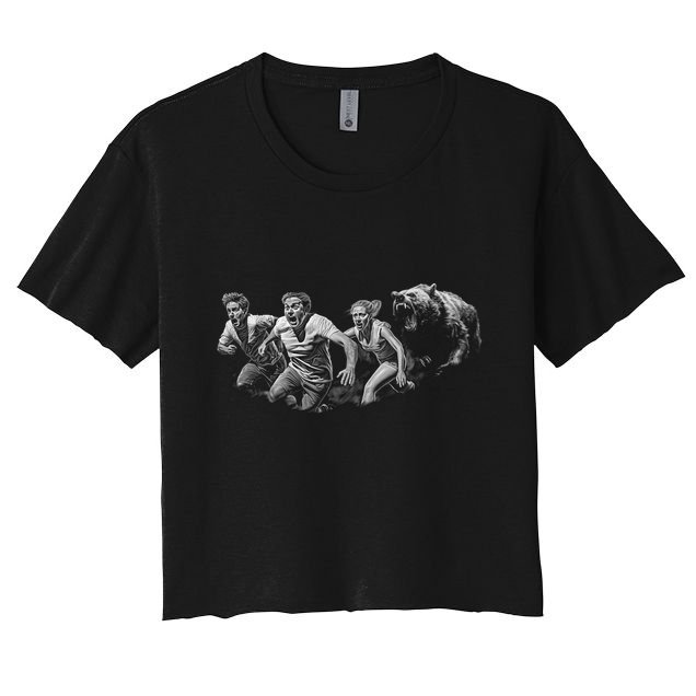 People Running From Bear Crop Top