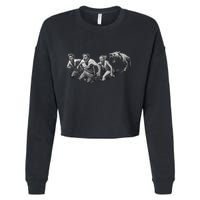 People Running From Bear Cropped Pullover Crew