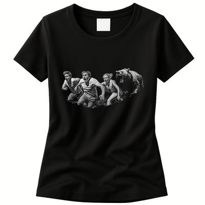 People Running From Bear Womens T-Shirt