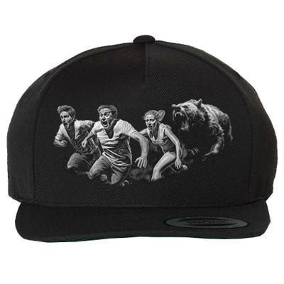 People Running From Bear Wool Snapback Cap