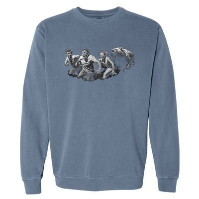 People Running From Bear Garment-Dyed Sweatshirt